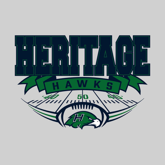 Heritage Hawks - Football - School Name with Banner & Yard Lines