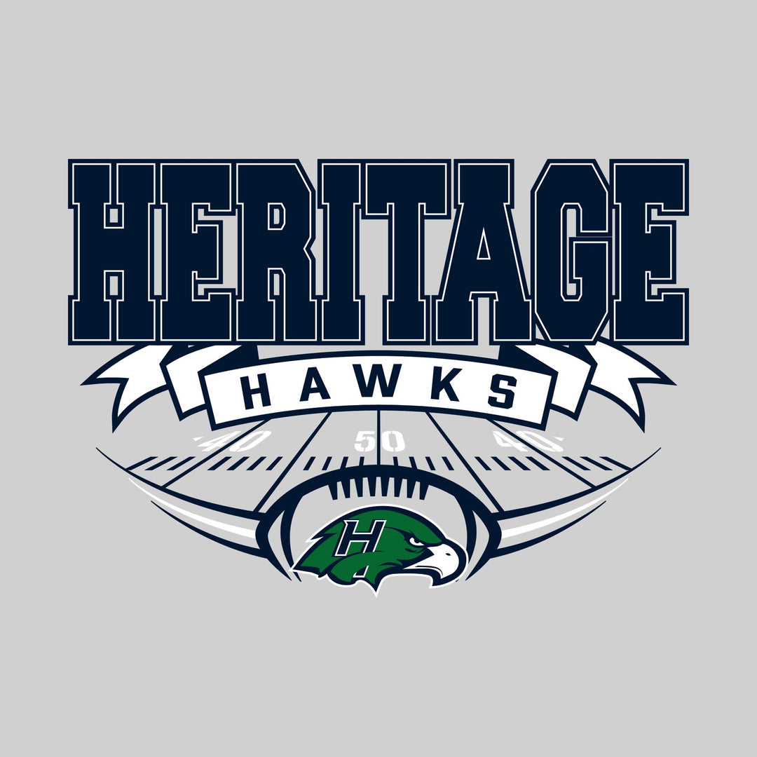Heritage Hawks - Football - School Name with Banner & Yard Lines