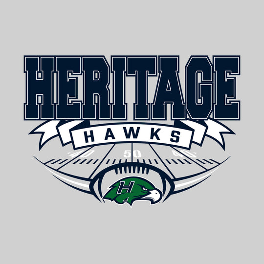 Heritage Hawks - Football - School Name with Banner & Yard Lines