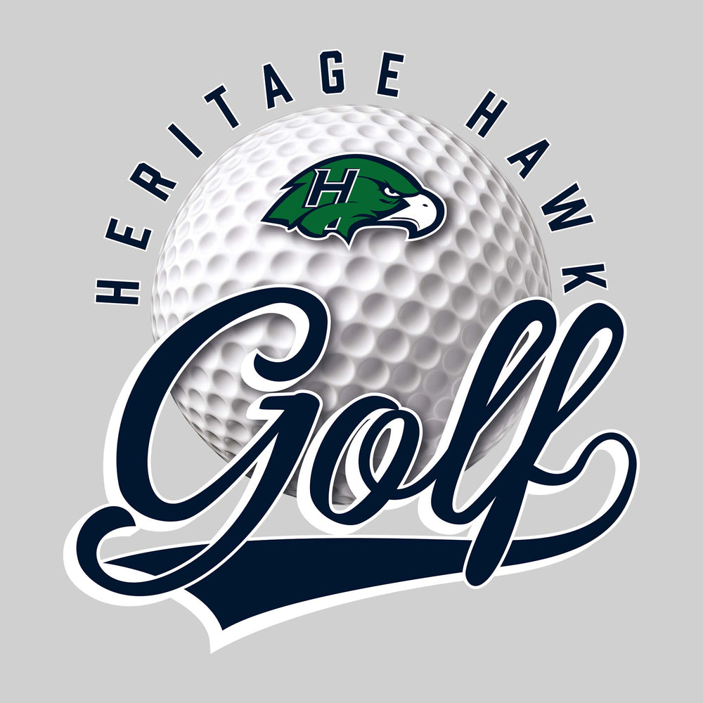 Heritage Hawks - Golf - Arched School Name Over Golf Ball