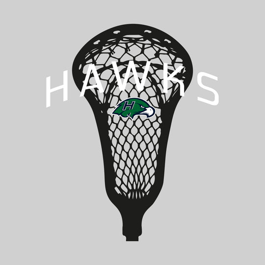 Heritage Hawks - Lacrosse - Arched Hawks Over Lacrosse Stick with Logo