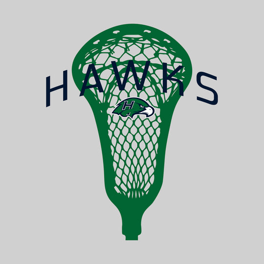 Heritage Hawks - Lacrosse - Arched Hawks Over Lacrosse Stick with Logo