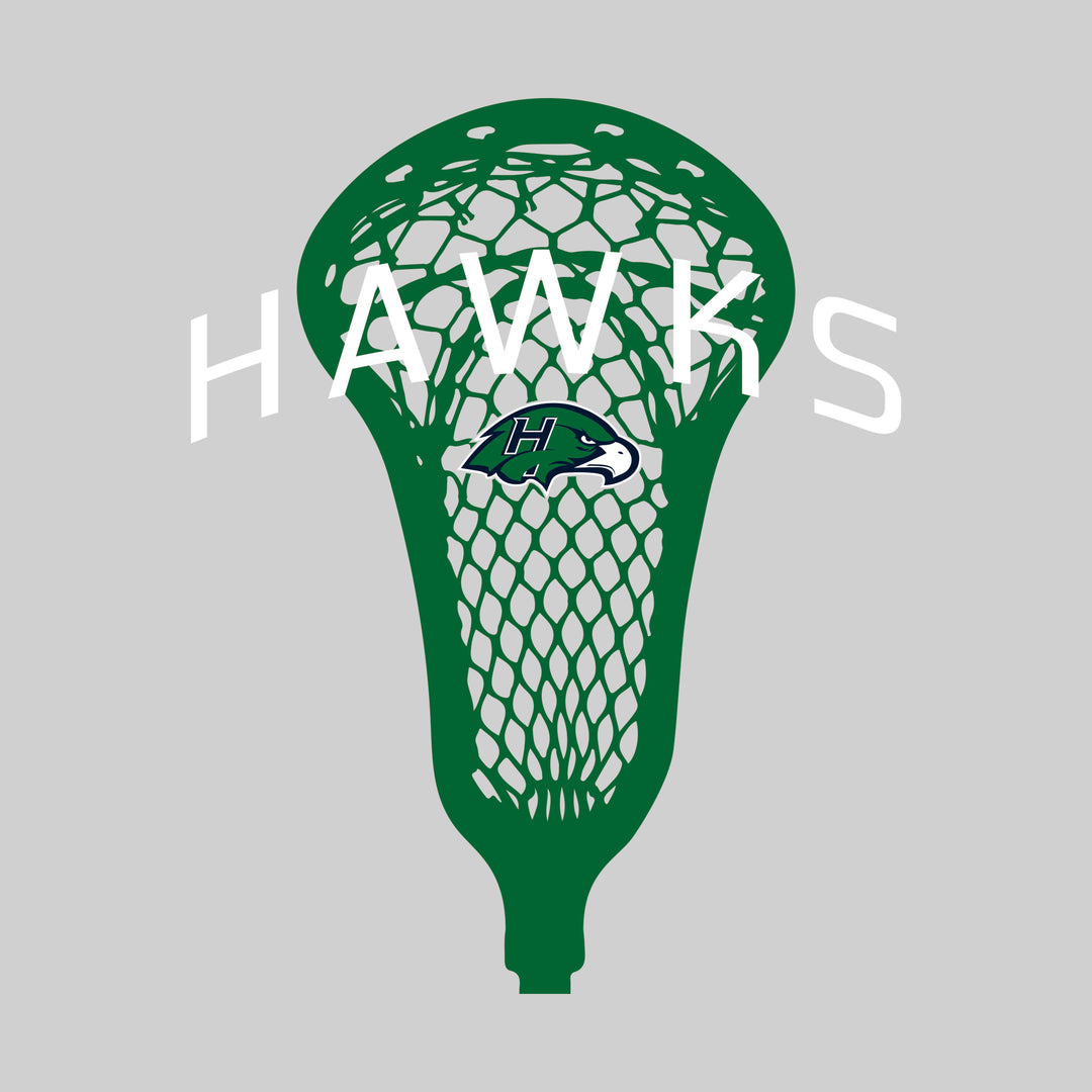 Heritage Hawks - Lacrosse - Arched Hawks Over Lacrosse Stick with Logo