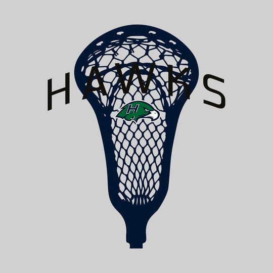 Heritage Hawks - Lacrosse - Arched Hawks Over Lacrosse Stick with Logo