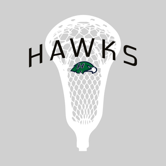 Heritage Hawks - Lacrosse - Arched Hawks Over Lacrosse Stick with Logo