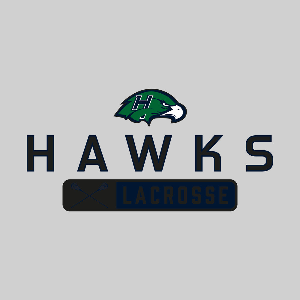 Heritage Hawks - Lacrosse - Mascot Over Name with Rounded Rectangle