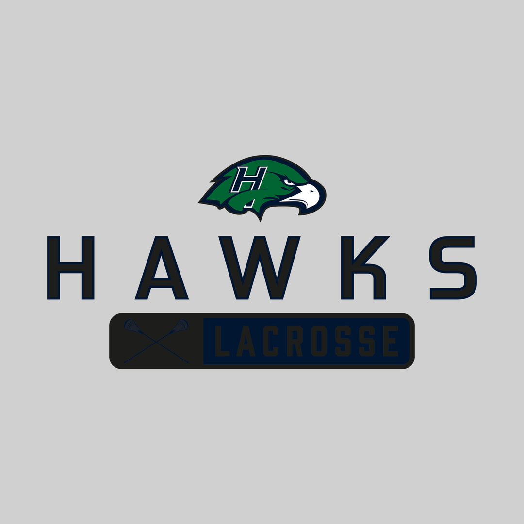 Heritage Hawks - Lacrosse - Mascot Over Name with Rounded Rectangle