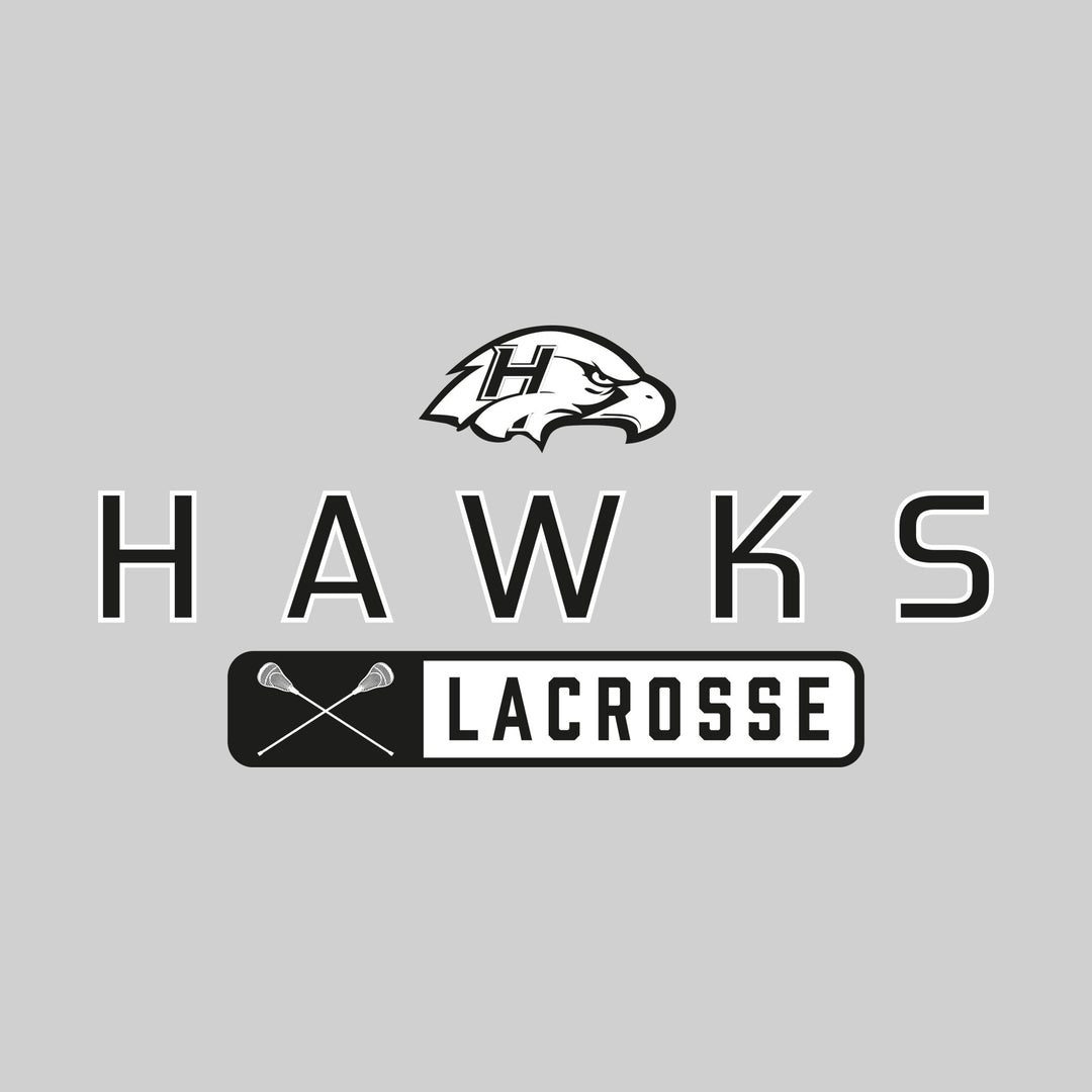 Heritage Hawks - Lacrosse - Mascot Over Name with Rounded Rectangle