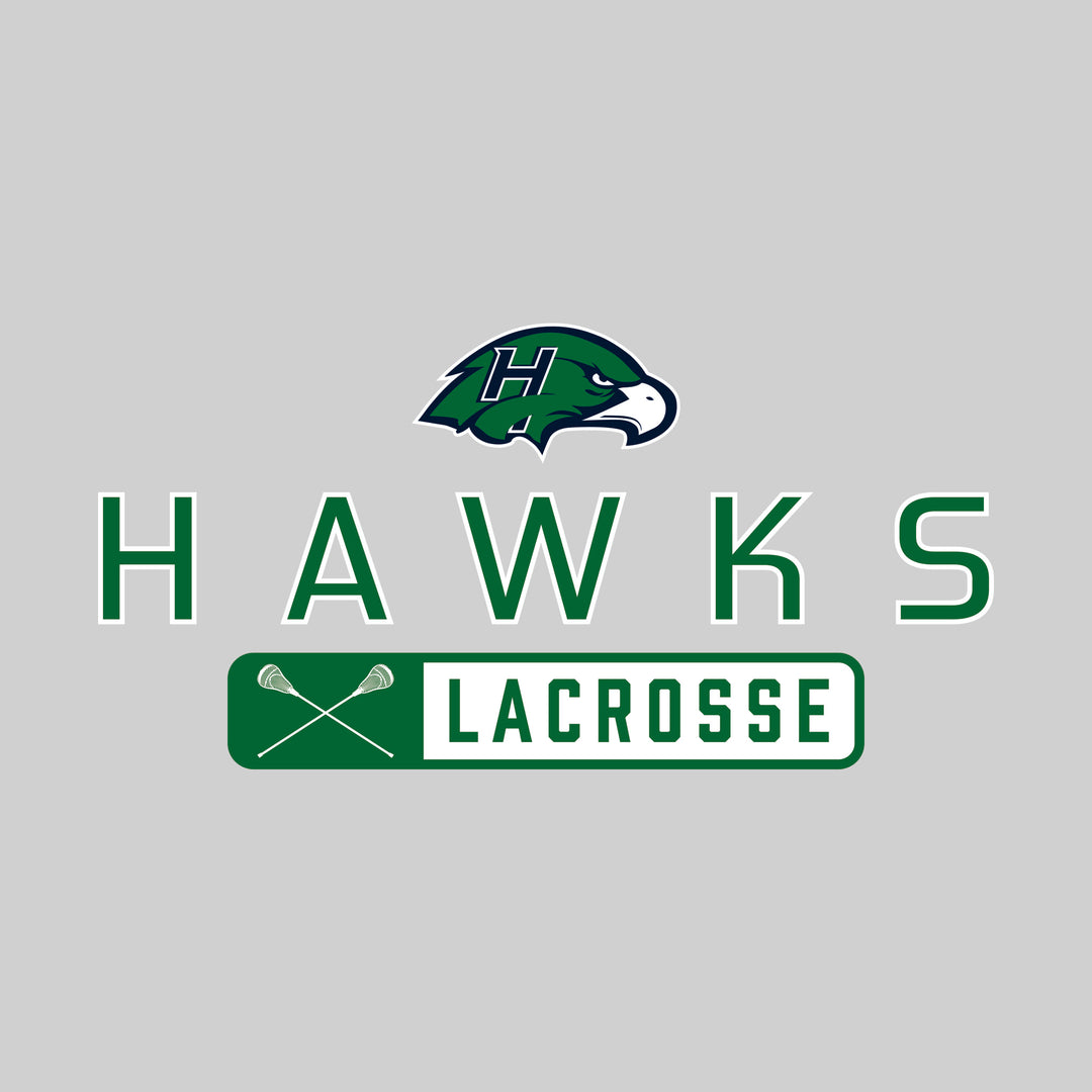 Heritage Hawks - Lacrosse - Mascot Over Name with Rounded Rectangle