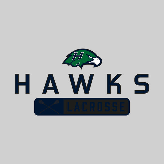 Heritage Hawks - Lacrosse - Mascot Over Name with Rounded Rectangle