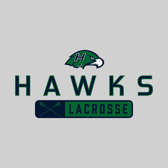 Heritage Hawks - Lacrosse - Mascot Over Name with Rounded Rectangle