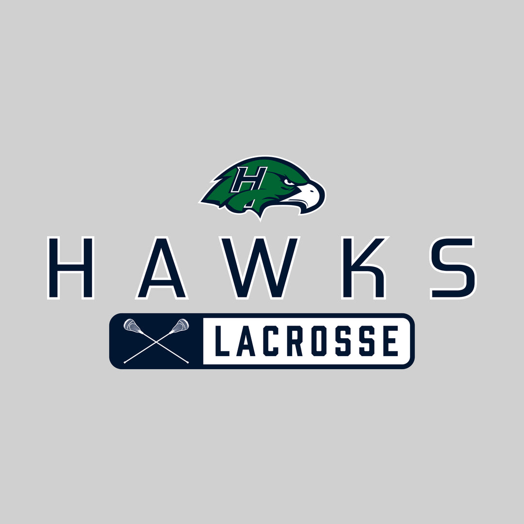 Heritage Hawks - Lacrosse - Mascot Over Name with Rounded Rectangle