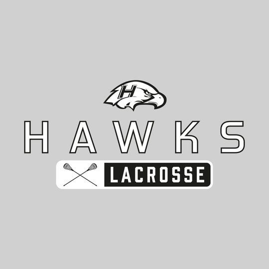 Heritage Hawks - Lacrosse - Mascot Over Name with Rounded Rectangle