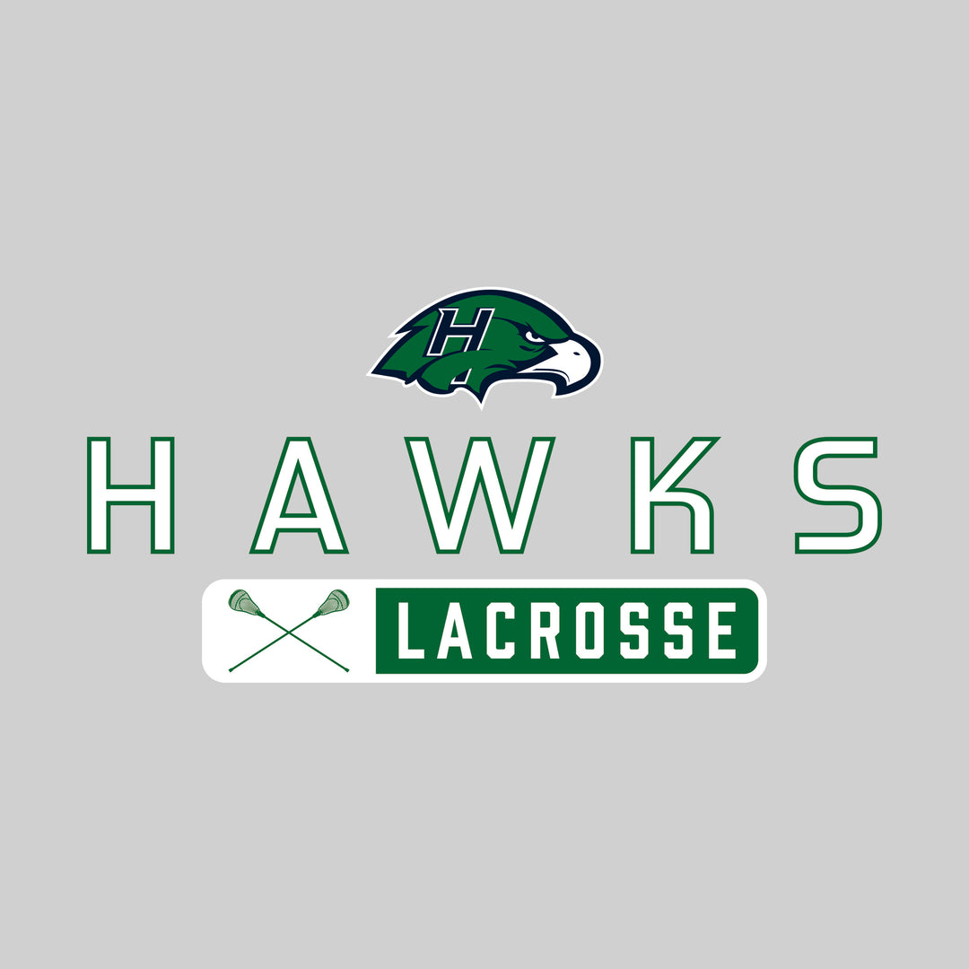 Heritage Hawks - Lacrosse - Mascot Over Name with Rounded Rectangle