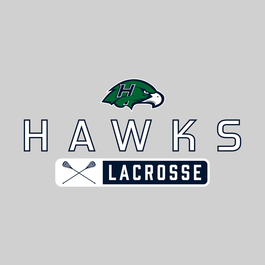 Heritage Hawks - Lacrosse - Mascot Over Name with Rounded Rectangle