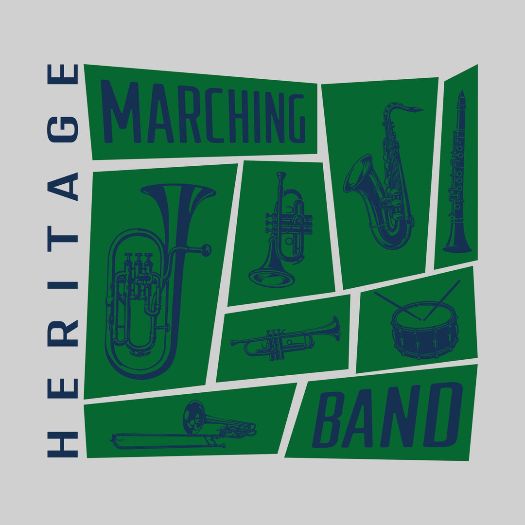 Heritage Hawks - Marching Band - Instrument Collage with School Name
