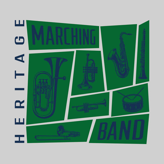 Heritage Hawks - Marching Band - Instrument Collage with School Name