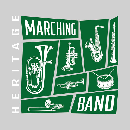 Heritage Hawks - Marching Band - Instrument Collage with School Name