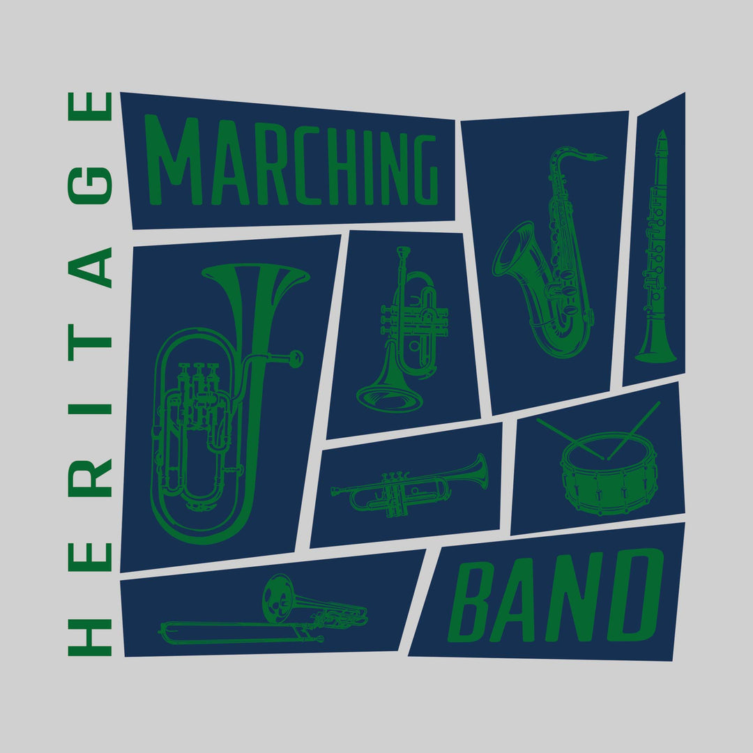 Heritage Hawks - Marching Band - Instrument Collage with School Name