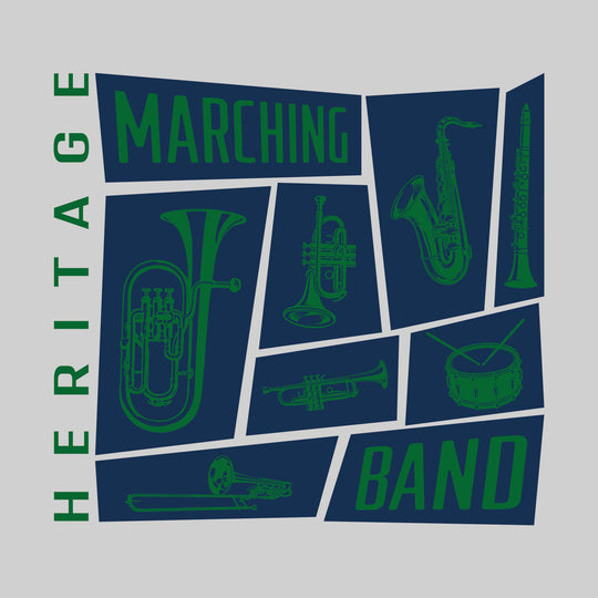 Heritage Hawks - Marching Band - Instrument Collage with School Name