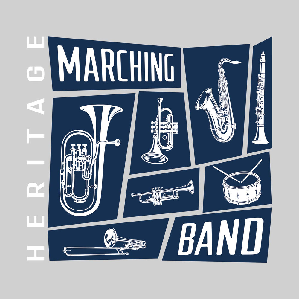 Heritage Hawks - Marching Band - Instrument Collage with School Name