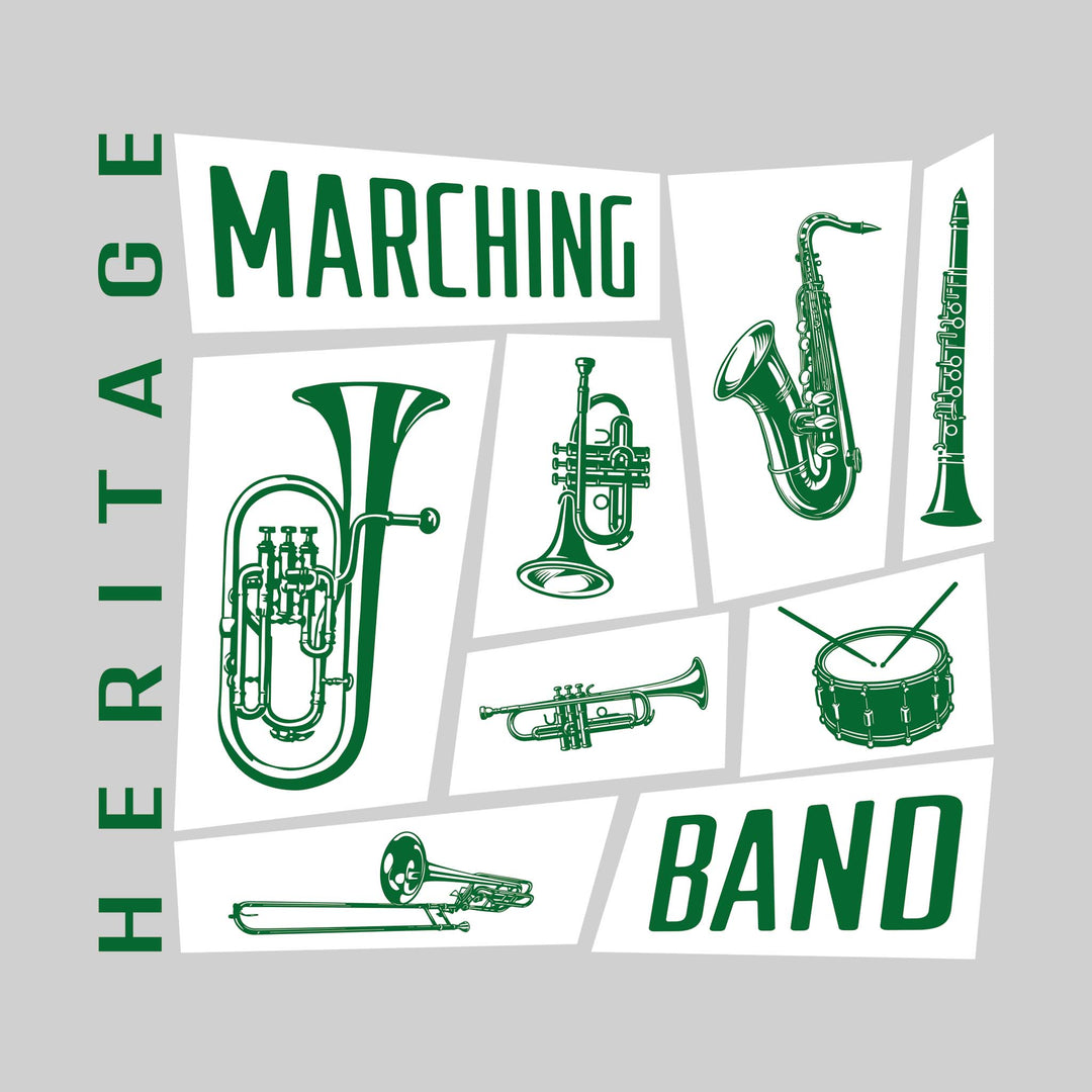 Heritage Hawks - Marching Band - Instrument Collage with School Name