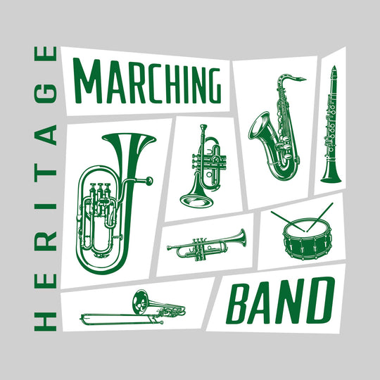 Heritage Hawks - Marching Band - Instrument Collage with School Name