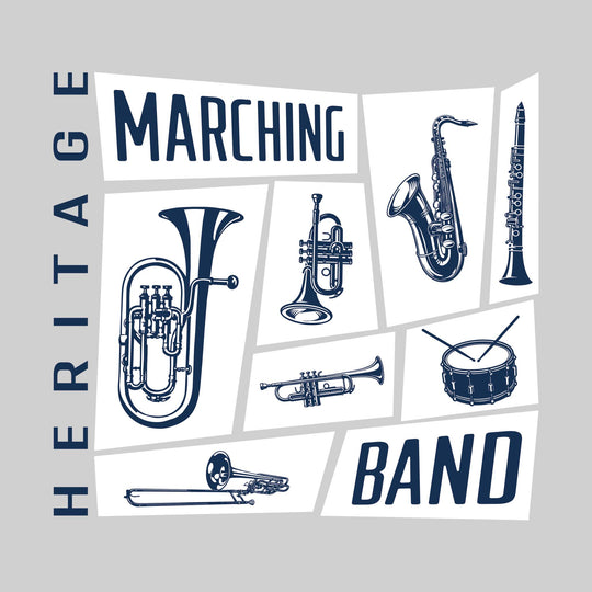 Heritage Hawks - Marching Band - Instrument Collage with School Name