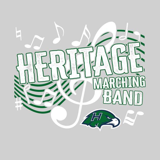 Heritage Hawks - Marching Band - School Name with Treble Clef &amp; Music Notes