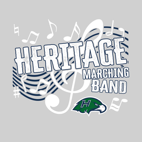 Heritage Hawks - Marching Band - School Name with Treble Clef &amp; Music Notes