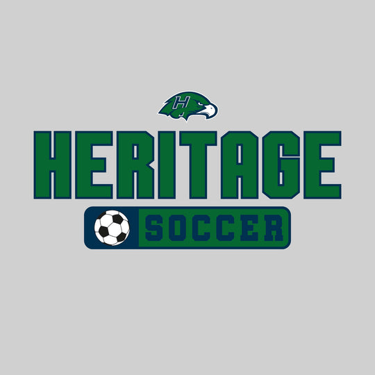 Heritage Hawks - Soccer - Mascot with School Name Over Soccer