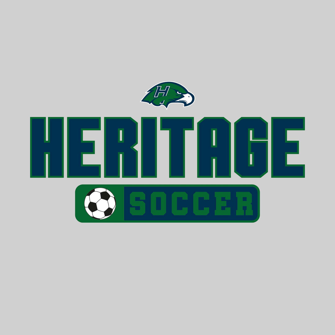 Heritage Hawks - Soccer - Mascot with School Name Over Soccer
