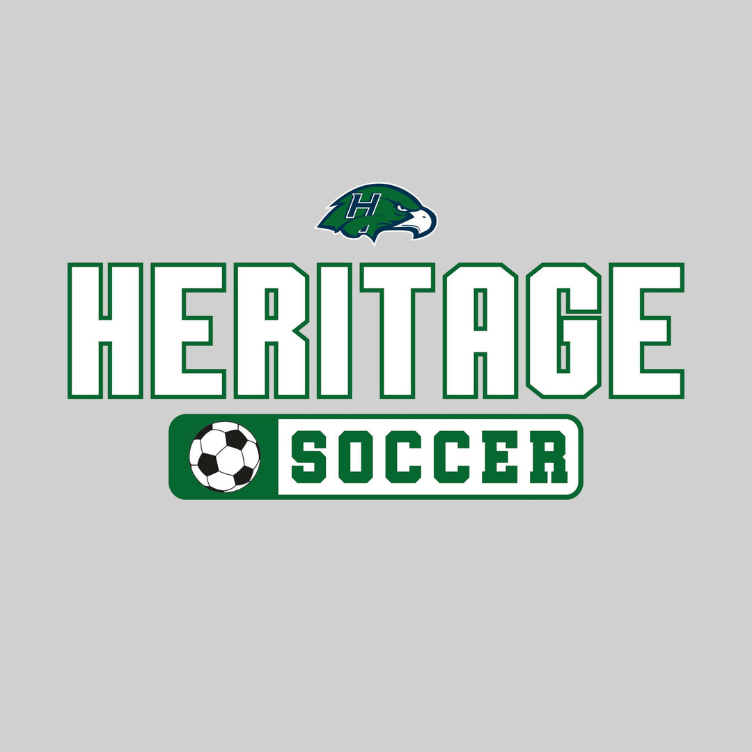 Heritage Hawks - Soccer - Mascot with School Name Over Soccer