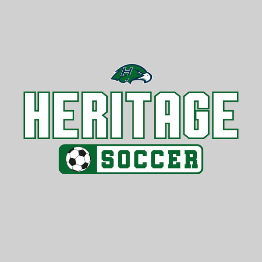 Heritage Hawks - Soccer - Mascot with School Name Over Soccer