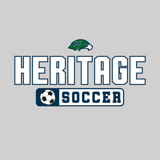 Heritage Hawks - Soccer - Mascot with School Name Over Soccer