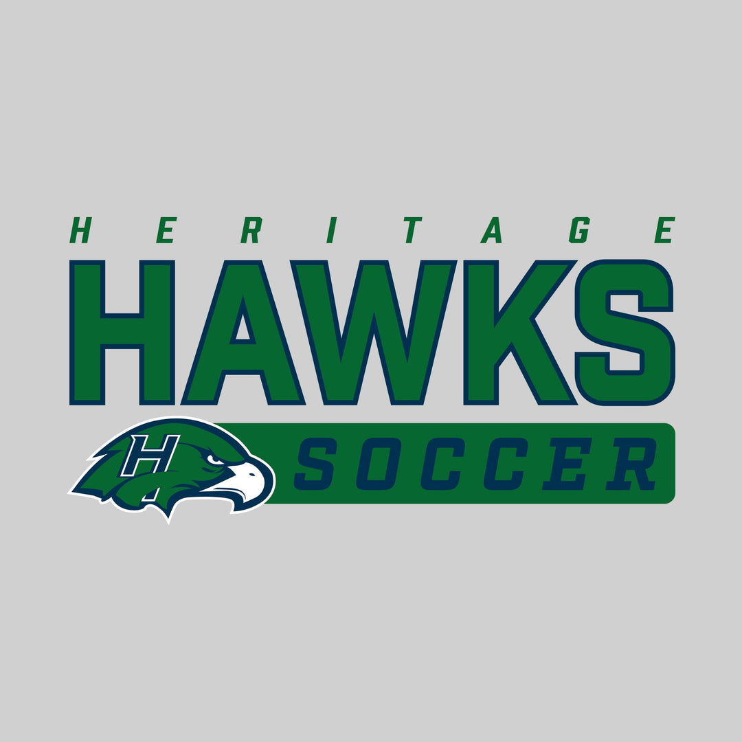 Heritage Hawks - Soccer - Outlined Mascot Name with Mascot &amp; Soccer