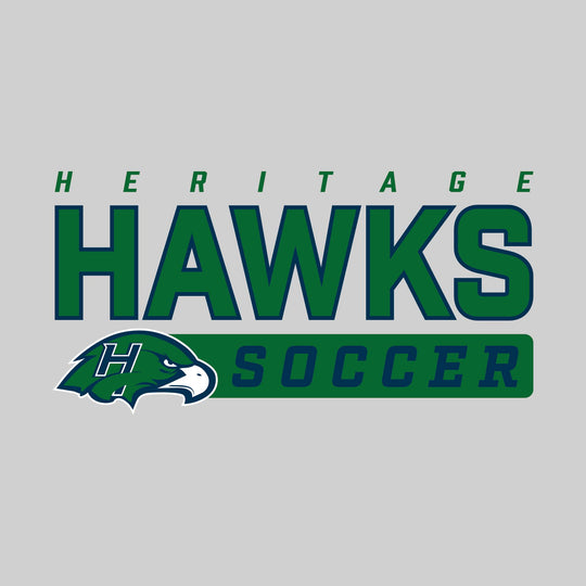 Heritage Hawks - Soccer - Outlined Mascot Name with Mascot &amp; Soccer