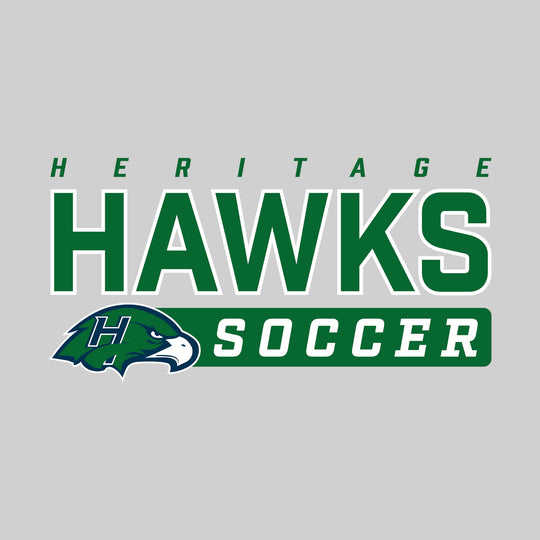 Heritage Hawks - Soccer - Outlined Mascot Name with Mascot &amp; Soccer