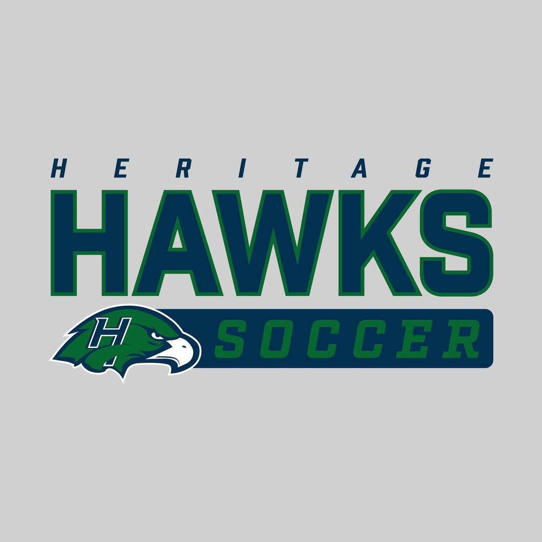 Heritage Hawks - Soccer - Outlined Mascot Name with Mascot &amp; Soccer