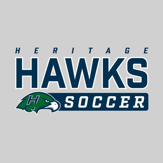 Heritage Hawks - Soccer - Outlined Mascot Name with Mascot &amp; Soccer