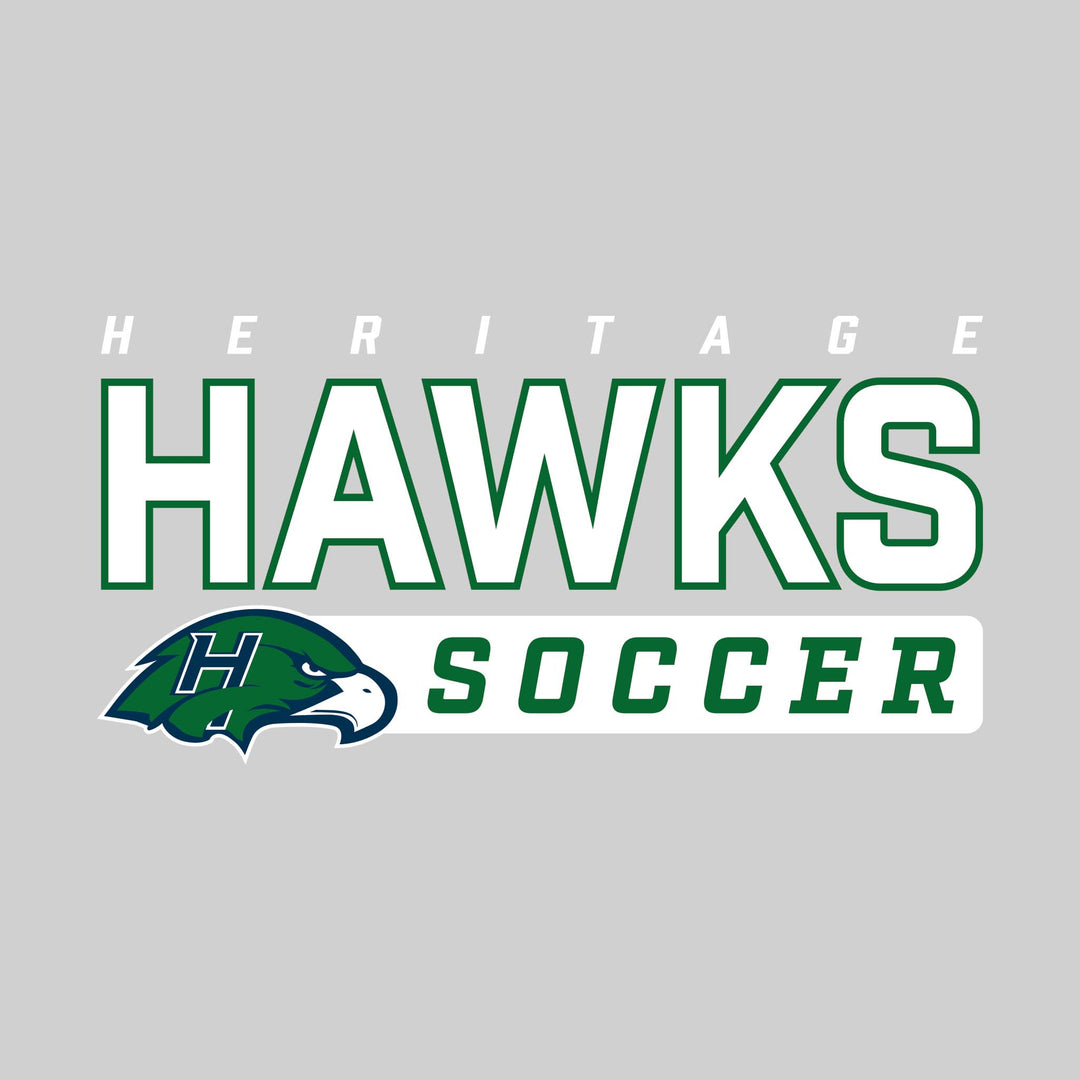 Heritage Hawks - Soccer - Outlined Mascot Name with Mascot &amp; Soccer