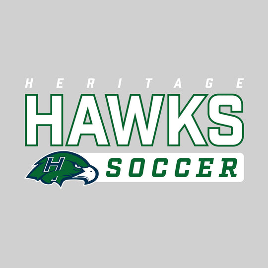 Heritage Hawks - Soccer - Outlined Mascot Name with Mascot &amp; Soccer