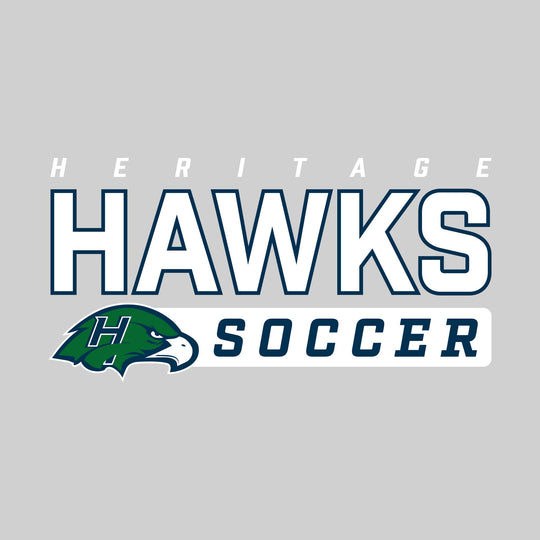 Heritage Hawks - Soccer - Outlined Mascot Name with Mascot &amp; Soccer