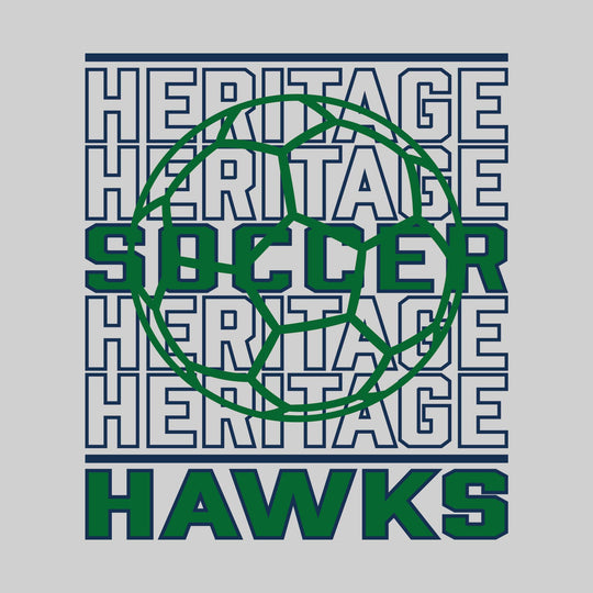 Heritage Hawks - Soccer - Repeated School Name with Soccer Ball Outline