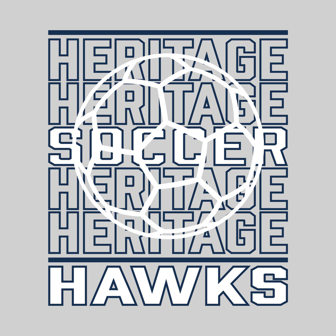 Heritage Hawks - Soccer - Repeated School Name with Soccer Ball Outline