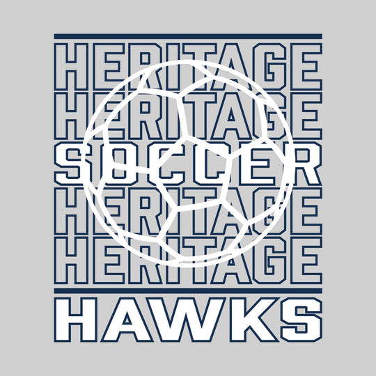 Heritage Hawks - Soccer - Repeated School Name with Soccer Ball Outline