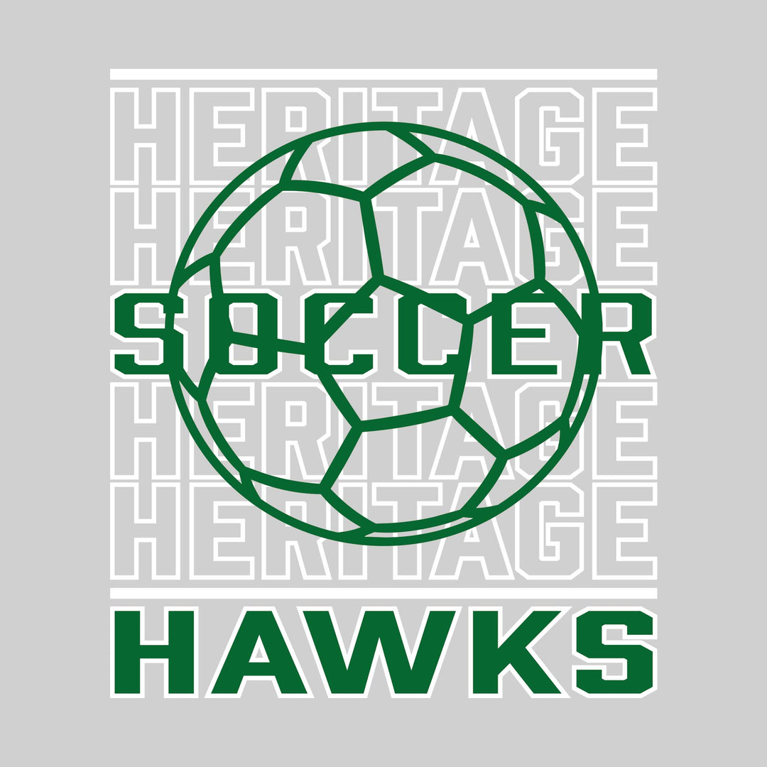 Heritage Hawks - Soccer - Repeated School Name with Soccer Ball Outline