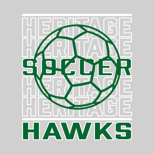 Heritage Hawks - Soccer - Repeated School Name with Soccer Ball Outline