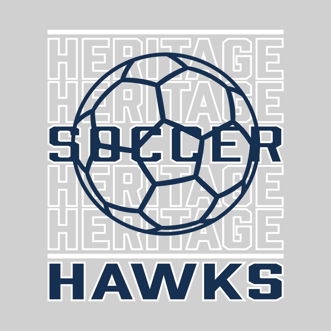 Heritage Hawks - Soccer - Repeated School Name with Soccer Ball Outline