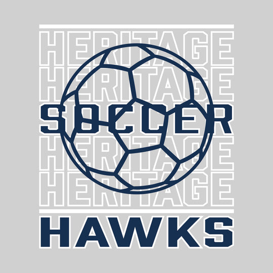 Heritage Hawks - Soccer - Repeated School Name with Soccer Ball Outline